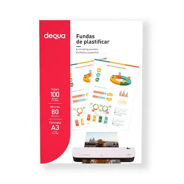 Fundas de plastificar Dequa – 80 micras – A3 – Caja 100 ud – Productos Dequa